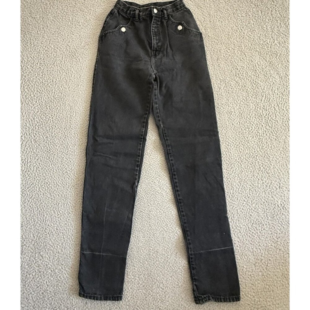 Vintage Roper Jeans Tall High Rise Black Tapered Leg Made USA 90s Western